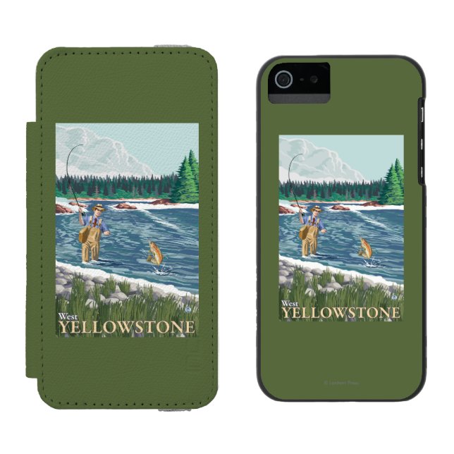 Capa Carteira Para iPhone, Incipio Pescador da mosca - Yellowstone ocidental, Montana (Lado a lado)