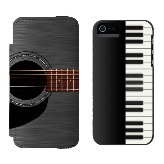 Capa Carteira Para iPhone, Incipio Piano preto da guitarra combinado (Lado a lado)