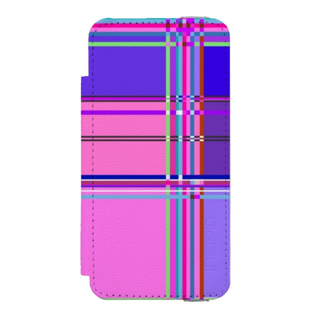 Capa Carteira Para iPhone, Incipio Pink tartan Fabric Pattern Cloth Madras (Frente do fólio)