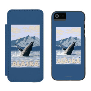 Capa Carteira Incipio Watson™ Para iPhone 5 Poster das viagens vintage da baleia de