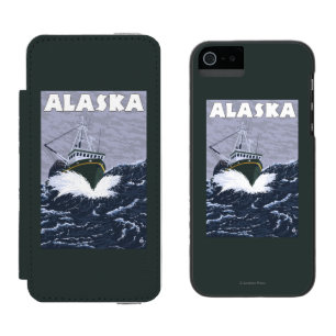 Capa Carteira Incipio Watson™ Para iPhone 5 Poster das viagens vintage do barco de AlaskaCrab