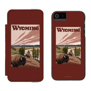 Capa Carteira Incipio Watson™ Para iPhone 5 Poster das viagens vintage do bisonte de