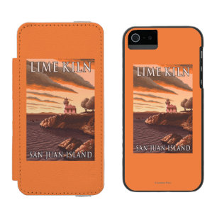 Capa Carteira Incipio Watson™ Para iPhone 5 Poster das viagens vintage do farol da estufa de