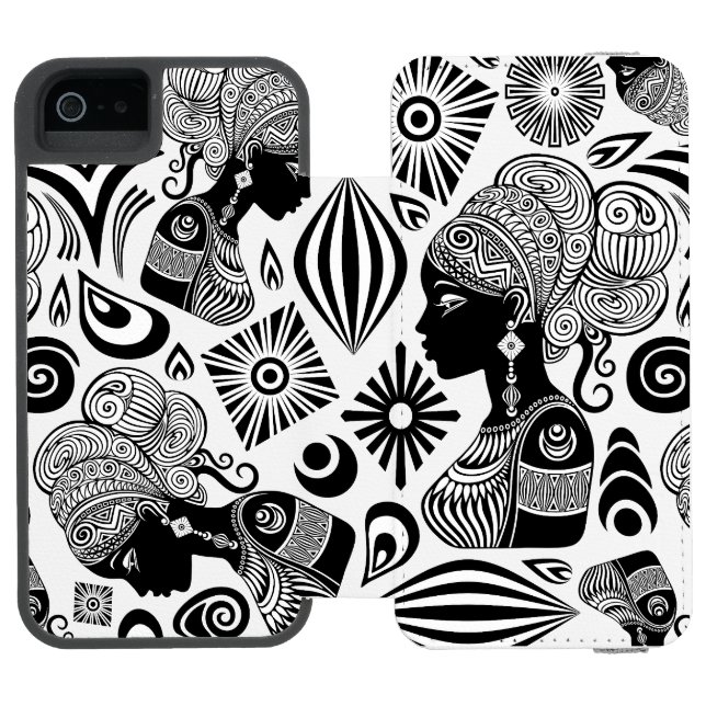 Capa Carteira Para iPhone, Incipio Rapariga africana Retrato Tribal Tatuagem (Fólio aberto)