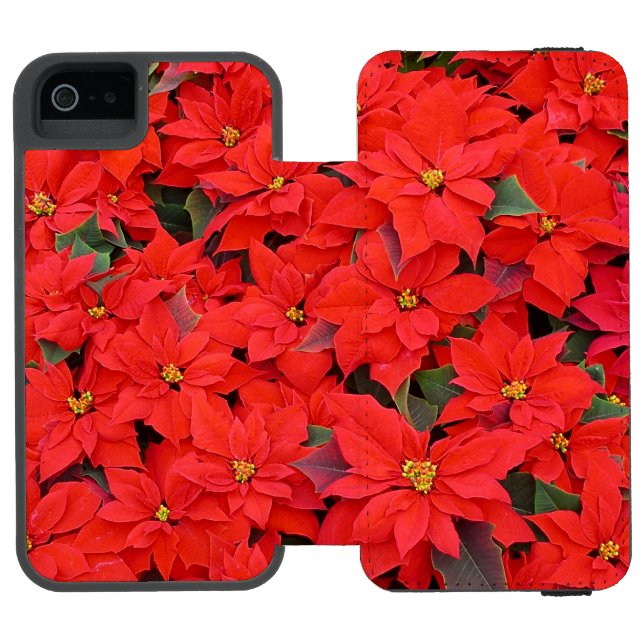 Capa Carteira Para iPhone, Incipio Red Poinsettias I Festa Floral de Natal (Fólio aberto)