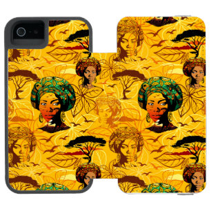 Capa Carteira Incipio Watson™ Para iPhone 5 Retrato de Mulher Africana com Sunset