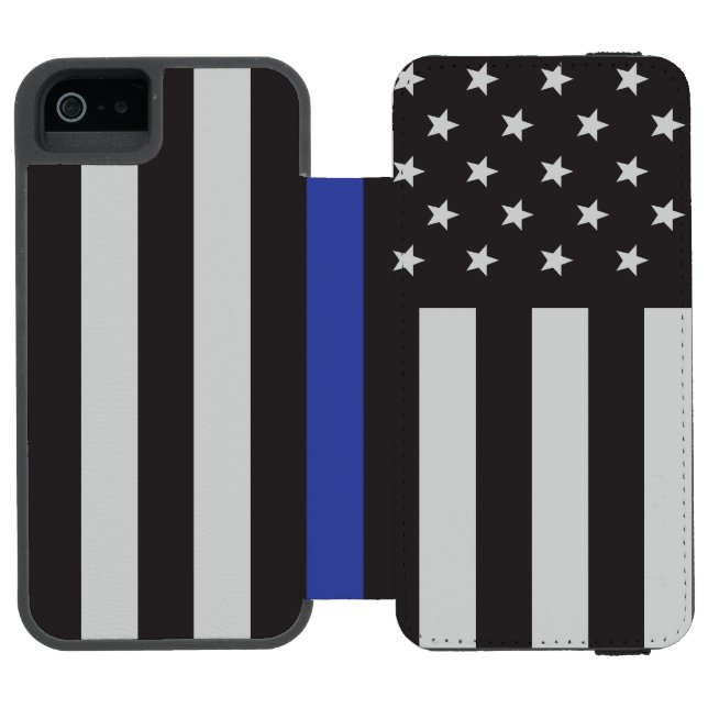 Capa Carteira Para iPhone, Incipio Sinalizador Americano Thin Blue Line Personalizado (Fólio aberto)