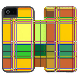 Capa Carteira Incipio Watson™ Para iPhone 5 Tecido Colorido Caribenho Madras Xadrez