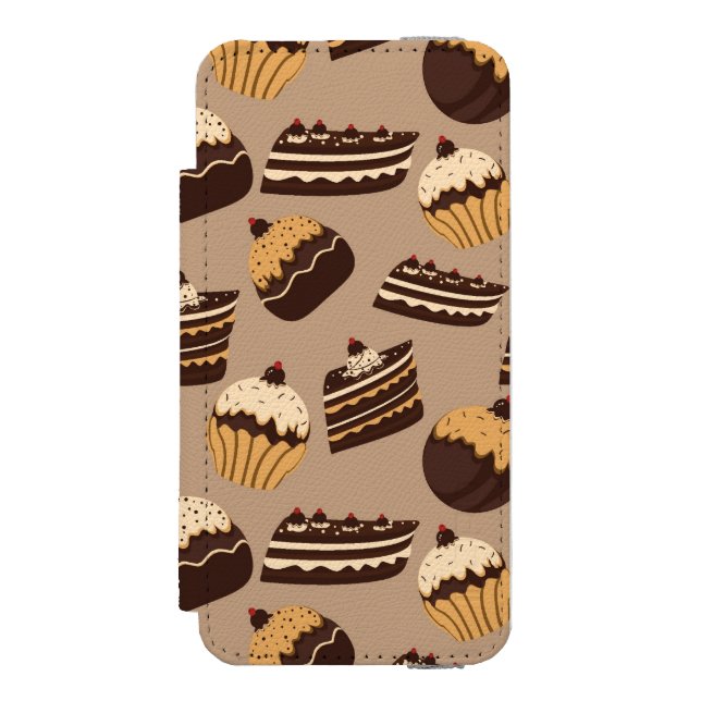 Capa Carteira Para iPhone, Incipio Teste padrão 3 do chocolate e das pastelarias (Frente do fólio)