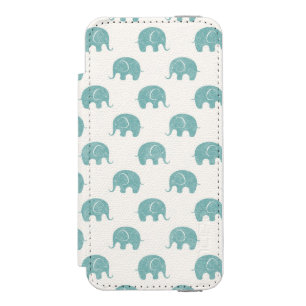 Capa Carteira Incipio Watson™ Para iPhone 5 Teste padrão bonito do elefante da cerceta