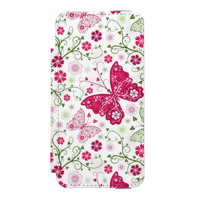 Capa Carteira Para iPhone, Incipio Teste padrão branco floral (Frente do fólio)