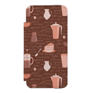 Capa Carteira Incipio Watson™ Para iPhone 5 Teste padrão com elementos relacionados do café
