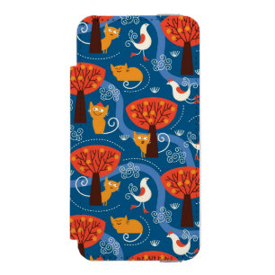 Capa Carteira Incipio Watson™ Para iPhone 5 teste padrão com gatos bonitos e pássaros