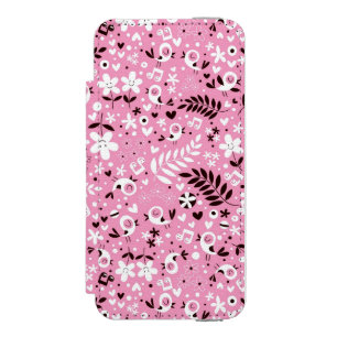 Capa Carteira Incipio Watson™ Para iPhone 5 teste padrão cor-de-rosa bonito dos pássaros e d