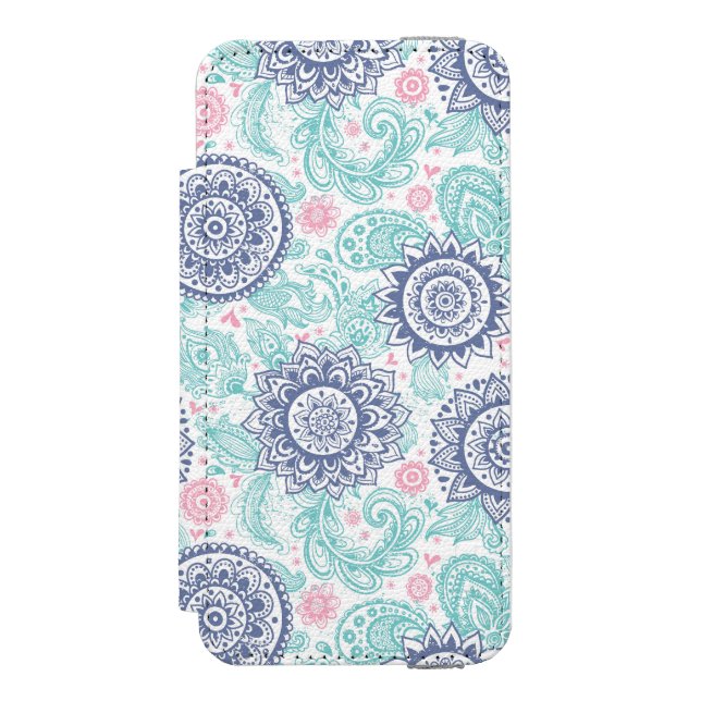Capa Carteira Para iPhone, Incipio Teste padrão étnico de Paisley (Frente do fólio)
