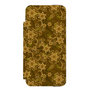 Capa Carteira Incipio Watson™ Para iPhone 5 Teste padrão floral do vintage dourado