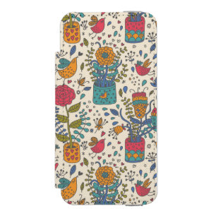 Capa Carteira Incipio Watson™ Para iPhone 5 Teste padrão floral dos desenhos animados com