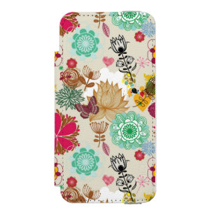 Capa Carteira Incipio Watson™ Para iPhone 5 Teste padrão floral no estilo retro