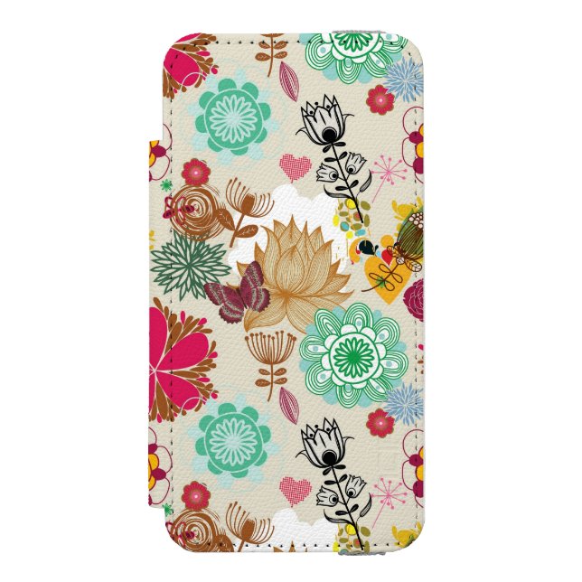 Capa Carteira Para iPhone, Incipio Teste padrão floral no estilo retro (Frente do fólio)