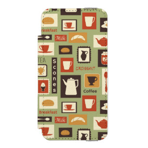 Capa Carteira Incipio Watson™ Para iPhone 5 Teste padrão retro com os pratos da cozinha para o