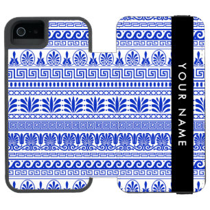 Capa Carteira Incipio Watson™ Para iPhone 5 Traço Grego, Chave Mista, Azul, Seu Nome