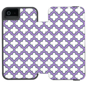 Capa Carteira Incipio Watson™ Para iPhone 5 Trellis branca e roxa, lete, quatrefoil