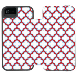 Capa Carteira Incipio Watson™ Para iPhone 5 Trellis branca e vermelha, lete, quatrefoil