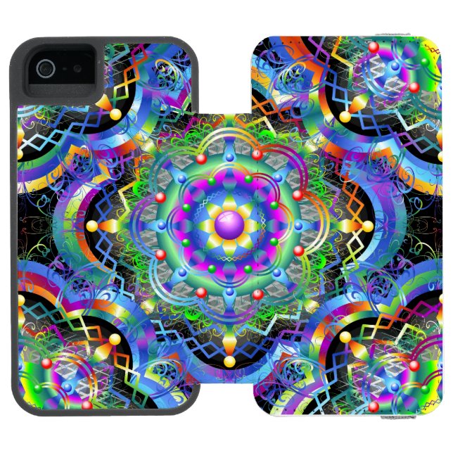 Capa Carteira Para iPhone, Incipio Universo Mandala Cores Psicodélicas (Fólio aberto)
