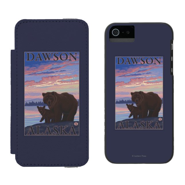 Capa Carteira Para iPhone, Incipio Urso e Cub - Dawson, Alaska (Lado a lado)