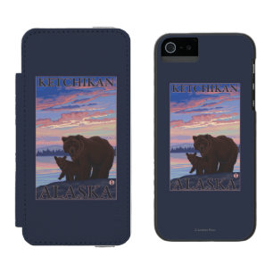 Capa Carteira Incipio Watson™ Para iPhone 5 Urso e Cub - Ketchikan, Alaska