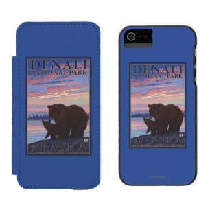 Capa Carteira Incipio Watson™ Para iPhone 5 Urso e Cub - parque nacional de Denali, Alaska