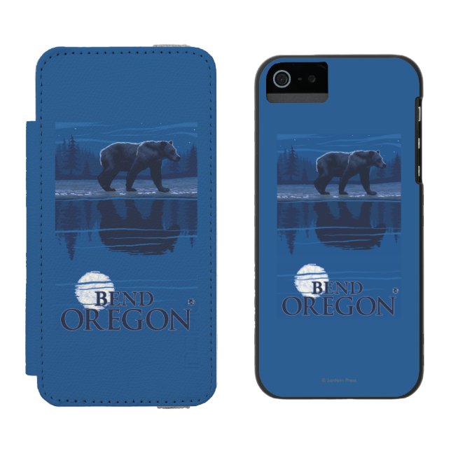 Capa Carteira Para iPhone, Incipio Urso no luar - curvatura, Oregon (Lado a lado)