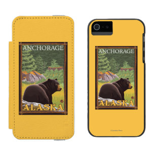 Capa Carteira Incipio Watson™ Para iPhone 5 Urso preto na floresta - Anchorage, Alaska