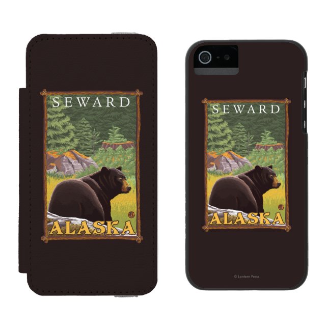 Capa Carteira Para iPhone, Incipio Urso preto na floresta - Seward, Alaska (Lado a lado)