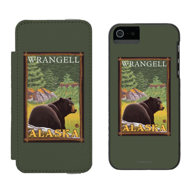 Capa Carteira Para iPhone, Incipio Urso preto na floresta - Wrangell, Alaska (Lado a lado)