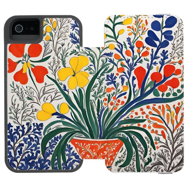 Capa Carteira Para iPhone, Incipio Vaso e Flores Silvestres (Fólio aberto)