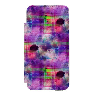 Capa Carteira Incipio Watson™ Para iPhone 5 Verde do design, aguarela roxa da textura