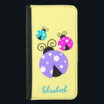 Capa Carteira Para Samsung Galaxy S5 3 Damybugs em Rosa Púrpura e Azul Personalizados<br><div class="desc">Alguns bichos-da-joia e joelhos bonitos. Estas joias brilhantemente coloridas têm corpos redondos deliciosos com bolinhas brancas bonitas na parte de trás. Suas cabeças estão em forma de meia lua em preto e têm bonitos apalpadores em forma encaracolada. Estas 3 joias são pintadas de roxo brilhante, rosa e azul. Personalizar/personalizar com...</div>