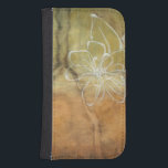 Capa Carteira Para Samsung Galaxy S4 Abstrato Silhouette Pintura em Fundo de Tom<br><div class="desc">O fundo desta pintura de Jennifer Goldberger parece uma mesa com uma fenda perfurada. Há também uma abstrato de silhueta de uma flor feita em tinta branca,  que mal supera o fundo marrom.</div>