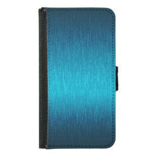 Capa Carteira Para Samsung Galaxy S5 Aspecto de alumínio com tinta azul metálico