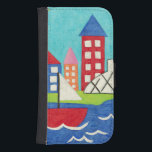 Capa Carteira Para Samsung Galaxy S4 Balão de vela e ar quente com paisagem urbana<br><div class="desc">Uma paisagem urbana serve como fundo para um veleiro e um balão de ar quente. Um sol brilhante brilha na cena,  e um peixe giro natação debaixo da água. Compre esta impressão pacífica hoje!</div>
