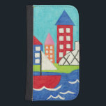 Capa Carteira Para Samsung Galaxy S4 Balão de vela e ar quente com paisagem urbana<br><div class="desc">Uma paisagem urbana serve como fundo para um veleiro e um balão de ar quente. Um sol brilhante brilha na cena,  e um peixe giro natação debaixo da água. Compre esta impressão pacífica hoje!</div>
