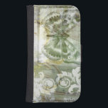 Capa Carteira Para Samsung Galaxy S4 Borboleta Verde Interessa com Porta de Ironagem<br><div class="desc">Jennifer Goldberger pintou esta peça espantosa. Uma borboleta verde descansa sobre um portão de ferro. Uma pintura de vanguarda,  tem muita coisa acontecendo que está escondida atrás de cores esmaecidas e lascas de padrões. Isso seria um presente excelente para alguém que ama arte modernista!</div>