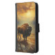 Capa Carteira Para Samsung Galaxy Buffalo Bison Sunset Silhouette (Esquerda)