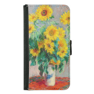 Capa Carteira Para Samsung Galaxy S5 Buquê de Sunflower Claude Monet