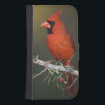 Capa Carteira Para Samsung Galaxy S4 Cardinal do norte, Cardinalis Cardinalis, homens<br><div class="desc">Cardinal do norte,  Cardinalis Cardinalis,  macho em Agarita (Berberis trifoliolata),  Condado de Uvalde,  País de Hill,  Texas,  EUA,  � Rolf Nussbaumer / DanitaDelimont.com</div>
