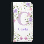 Capa Carteira Para Samsung Galaxy S5 Carteira de Telefone Personalizada do Design Flora<br><div class="desc">Nome inicial de adição Carla com Design de Flores apresenta Monograma & Nome com Flores em ambos os lados no estilo de pastel de cor de água. Inicial é a letra C.</div>