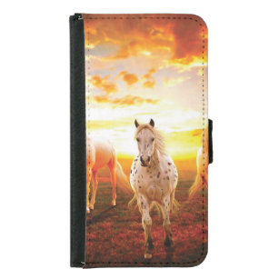 Capa Carteira Para Samsung Galaxy S5 Cavalos no travesseiro decorativo solar