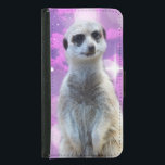 Capa Carteira Para Samsung Galaxy S5 Charme Shimmering: Meerkat no fundo do livro rosa<br><div class="desc">Em destaque está um bonito Meerkat sobre um fundo de boque rosa e roxo.</div>