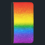 Capa Carteira Para Samsung Galaxy S5 Chic Rainbow Glitter Strike Monograma Nome<br><div class="desc">Carregar esta maleta LGBT e brilho para mostrar seu apoio. O design do arco-íris cúbico inclui tons de vermelho,  laranja,  amarelo,  verde,  azul e roxo em brilho e brilho falsos. Mostre seu orgulho!</div>